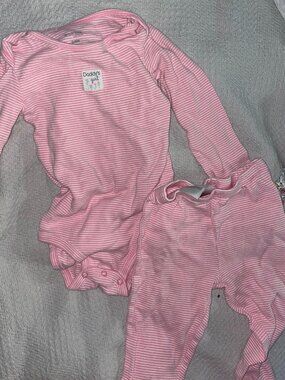 Girls 24 Mo Pink Striped Onesie And Leggings